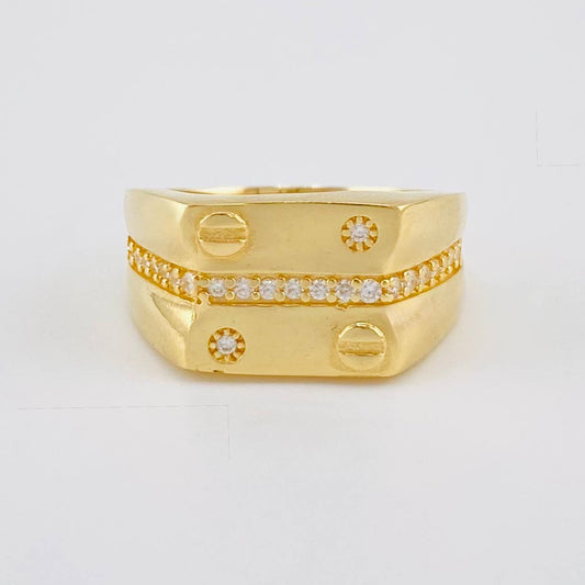 Signet Ring Infinite Line Screws 7.4 g / T11 18K Yellow Gold