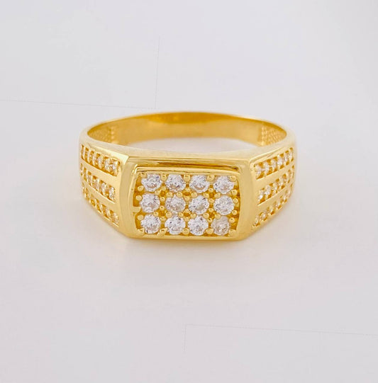 Straight Lines Signet Ring 5.05 g / T10 3/4 18K Yellow Gold