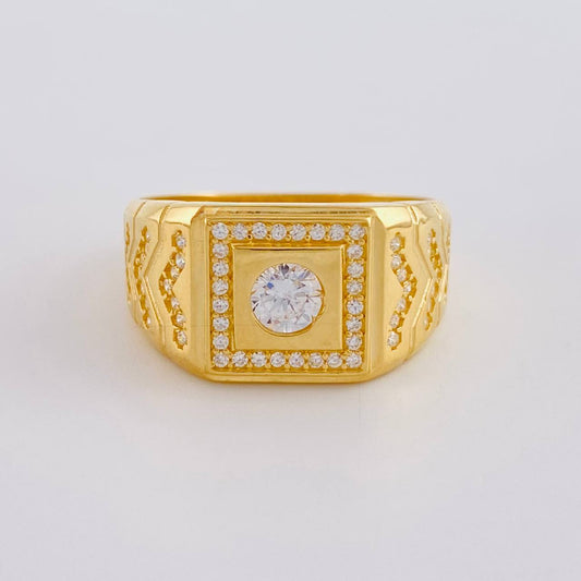Square Ring with Descending Arrows 5.95 g / T10 18K Yellow Gold