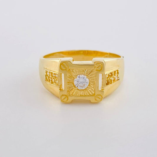 Square Signet Ring Basteado 5.55 g / T10 18K Yellow Gold