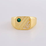Diagonal Line Signet Ring 4.45 g / T9 1/2 18K Yellow Gold