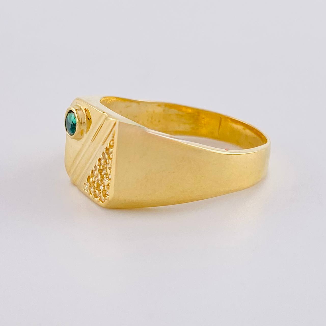 Diagonal Line Signet Ring 4.45 g / T9 1/2 18K Yellow Gold