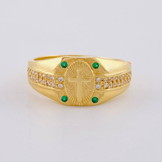 Diamond Cut Cross Signet Ring 6.4 g / T9 Yellow Gold 18K