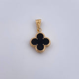 Dije Trebol 0.8gr / 2.1cm / Electroestetico Negro Oro Amarillo 18K &