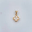 Dije Trebol 0.75gr / 1.8cm / Electroestatico Blanco Oro Amarillo 18K &