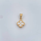 Dije Trebol 0.75gr / 1.8cm / Electroestatico Blanco Oro Amarillo 18K &