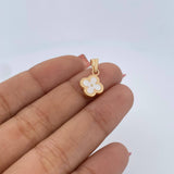 Dije Trebol 0.75gr / 1.8cm / Electroestatico Blanco Oro Amarillo 18K &