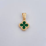 Pendant Trebol 0.6gr / 1.8cm / Electrostatic green Yellow Gold 18K &