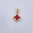 Dije Trebol 0.65gr / 1.8cm / Electroestatico Rojo Oro Amarillo 18K &