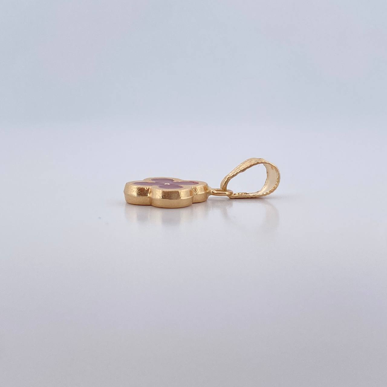 Dije Trebol 0.65gr / 1.8cm / Electroestatico Rojo Oro Amarillo 18K &