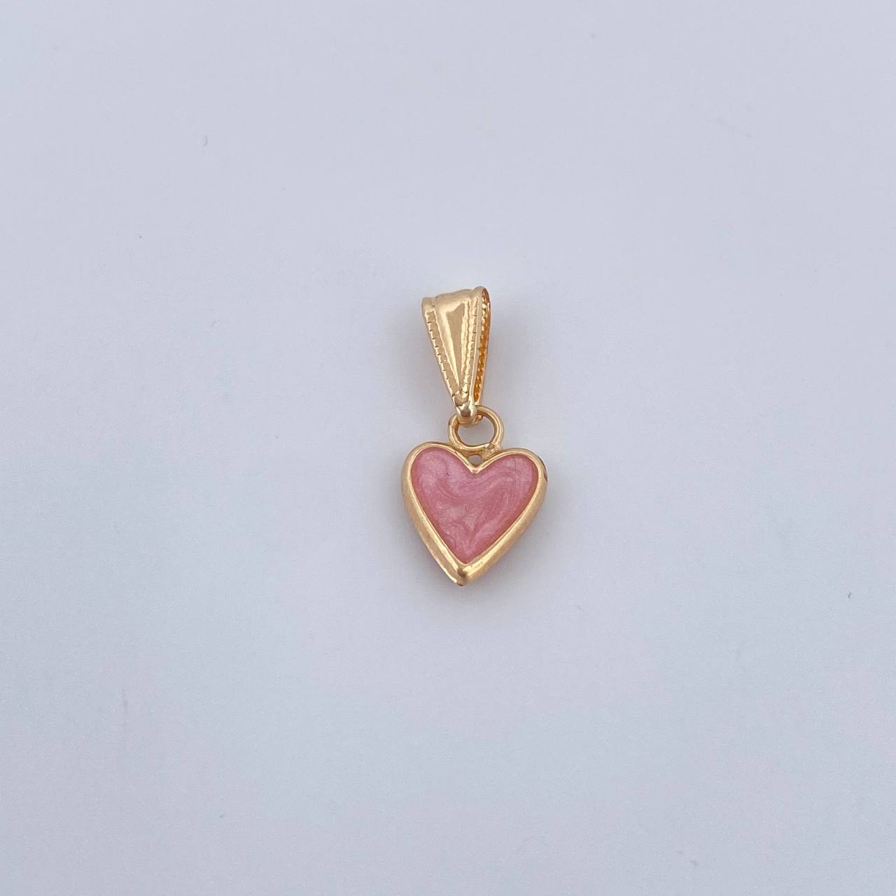 Dije Corazon 0.5gr / 1.7cm / Electroestatico Rosado Oro Amarillo 18K &