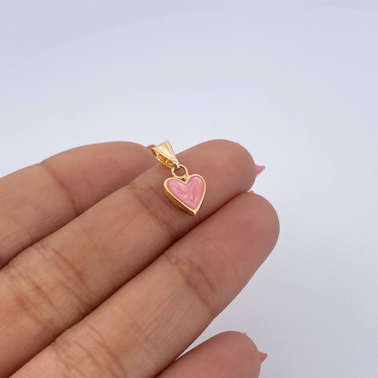 Dije Corazon 0.5gr / 1.7cm / Electroestatico Rosado Oro Amarillo 18K &