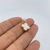 Dije Trebol Electroestico 0.85gr / 2.1cm / Electroestatico Blanco Oro Amarillo 18K &