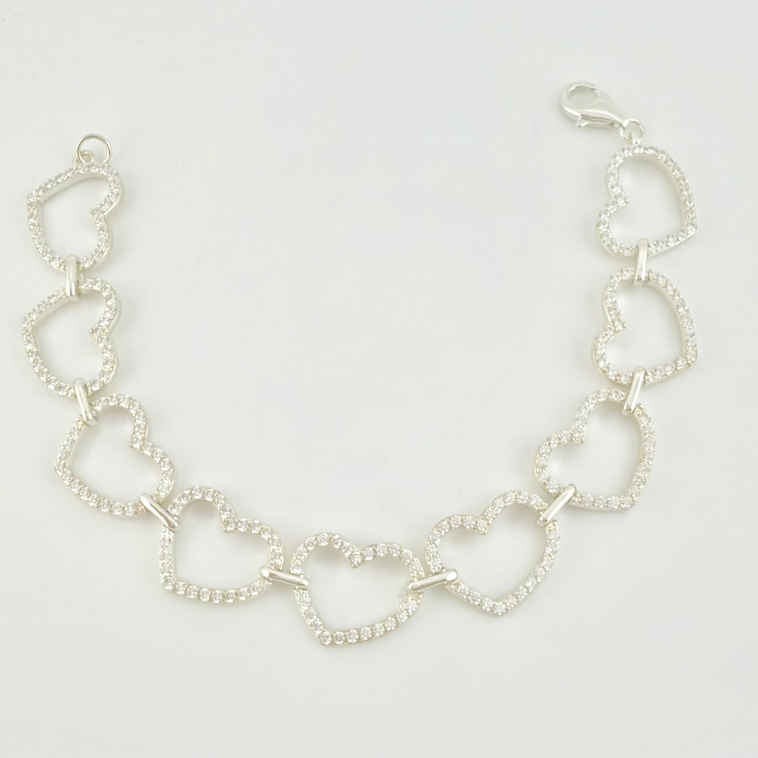 Pulso Corazones Continuos 11.75gr / 7 1/4 in / Plata 925 *