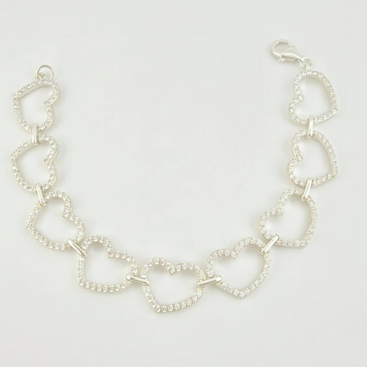 Pulso Corazones Continuos 11.75gr / 7 1/4 in / Plata 925 *