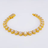 Pulso Tenis Corazones Amarillo 17.25gr / 7 in / 7.2mm Plata 925 *