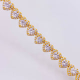 Pulso Tenis Corazones Amarillo 17.25gr / 7 in / 7.2mm Plata 925 *