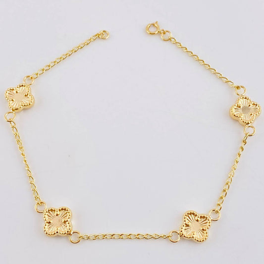 Pulso Trebol Dorado Espiga 2.8gr / 7 1/4 in / 1.5mm Oro Amarillo 18K ©