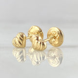 Striped Heart Stud Earrings 0.5gr / 18K Gold *