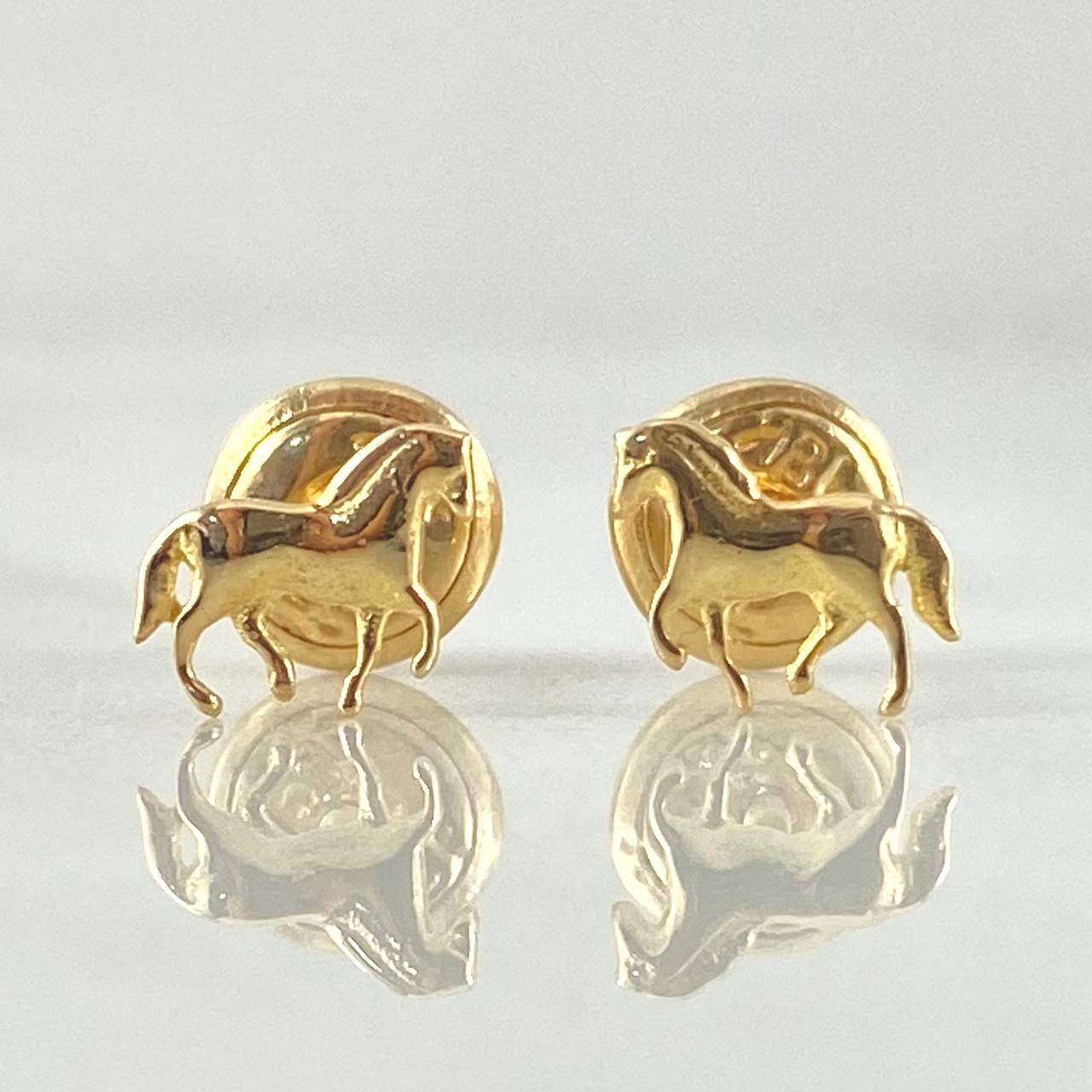 Stud Earrings Horse 0.55gr / 18K Yellow Gold ©