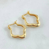 Clover Flower Hoop Earrings 3.2gr / 2cm / 18K Yellow Gold *
