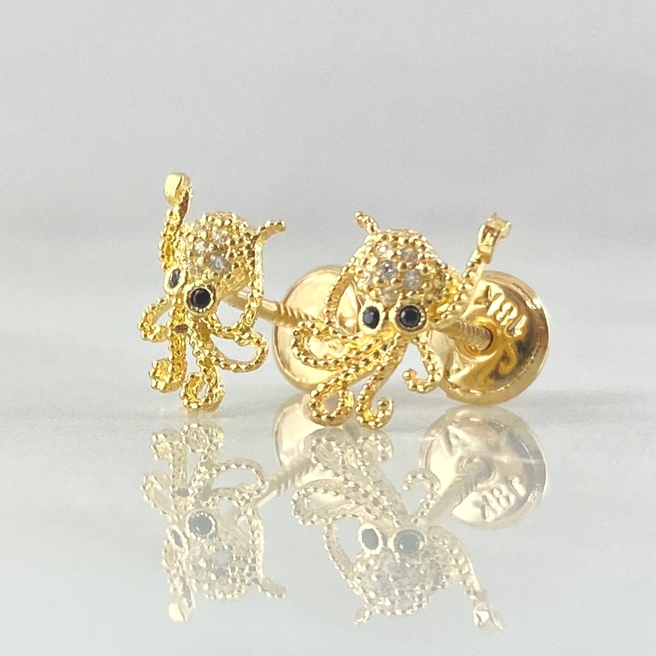 Stud Earrings Octopus 1.05gr / 1cm / 18K Yellow Gold