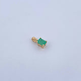 Dije Rectangulo 0.55gr / 1cm / Esmeralda 54 Pts Oro Amarillo 18K (Joya) &
