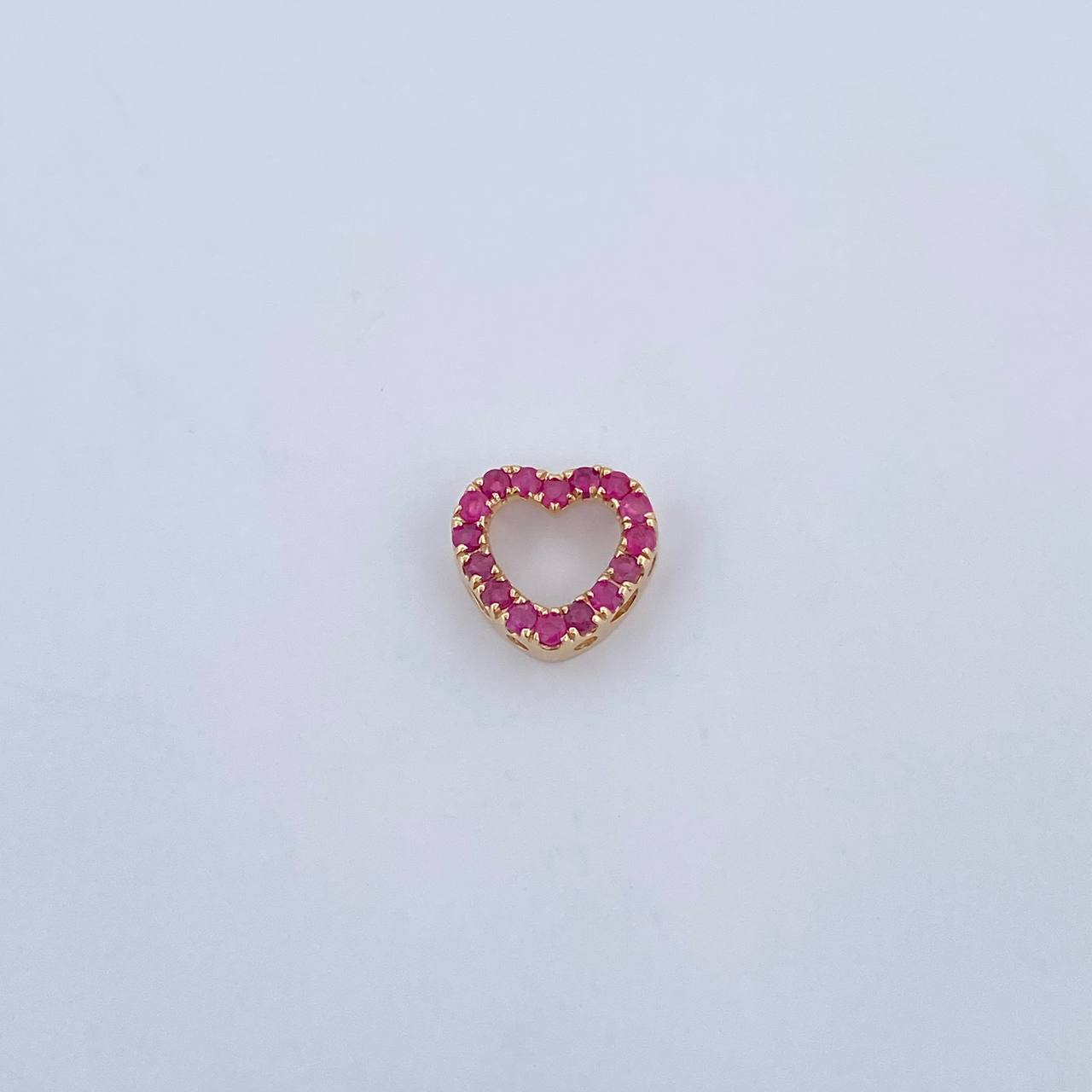 Pendant Heart Silhouette 0.95gr / 1cm / Rubies 39 Pts 18K Yellow Gold (Jewel) &