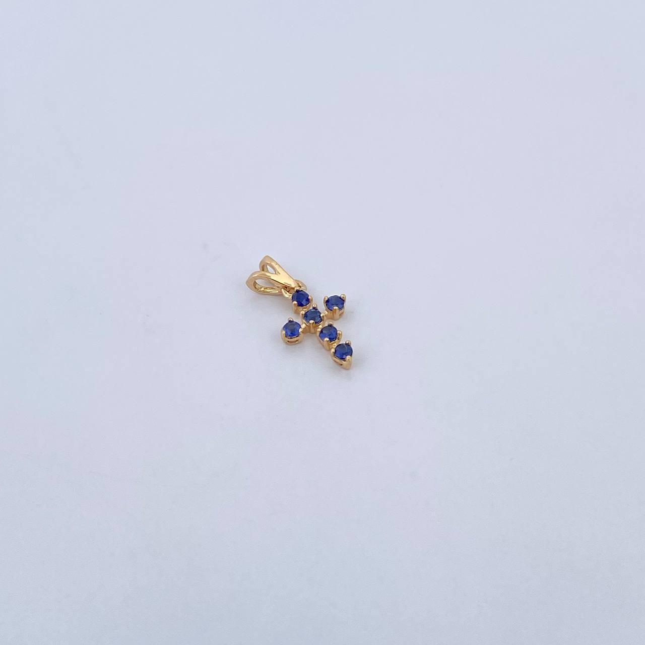 Pendant Cross 0.35gr / 1.3cm / Sapphires 18 Pts 18K Yellow Gold (Jewel) &