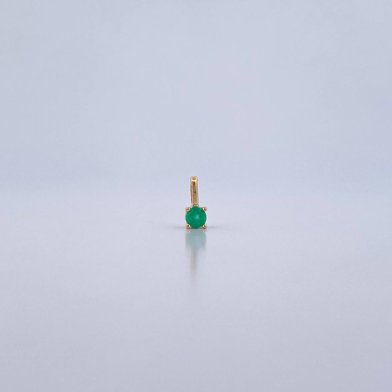 Pendant Round 0.3gr / 0.7cm / Emerald 7 Pts 18K Yellow Gold (Jewel) &