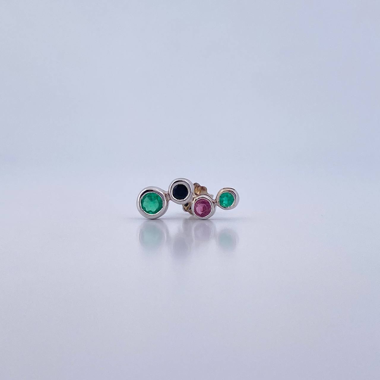 Topos Circulos 1.1gr / Esmeraldas Zafiro Rubi 42 Pts Oro Blanco 18K (Joya) &