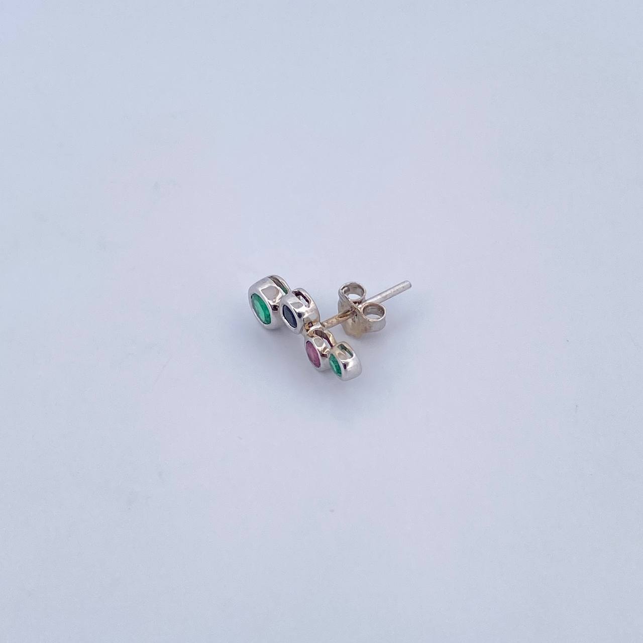 Topos Circulos 1.1gr / Esmeraldas Zafiro Rubi 42 Pts Oro Blanco 18K (Joya) &