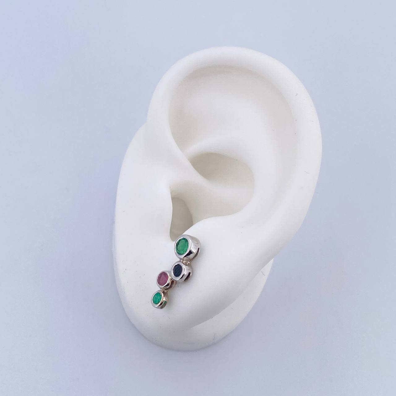 Topos Circulos 1.1gr / Esmeraldas Zafiro Rubi 42 Pts Oro Blanco 18K (Joya) &