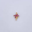 Dije Cruz Astracta 0.95gr / 1.5cm / Rubies 17 Pts Oro Amarillo 18K (Joya) &