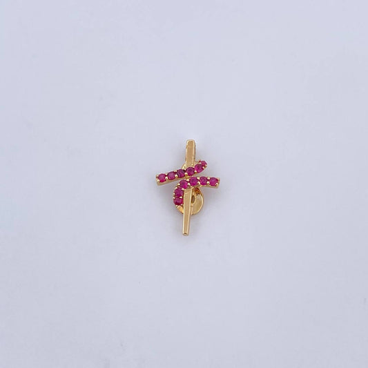 Dije Cruz Astracta 0.95gr / 1.5cm / Rubies 17 Pts Oro Amarillo 18K (Joya) &