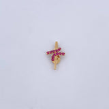 Dije Cruz Astracta 0.95gr / 1.5cm / Rubies 17 Pts Oro Amarillo 18K (Joya) &