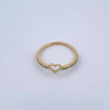 Heart Silhouette Ring 1.45gr / Size 7 1/2 / Emeralds 16 Pts 18K Yellow Gold (Jewel) &