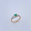 Bridge Ring 2.6gr / T6 3/4 / Emeralds 17 Pts Diamonds 15 Pts 18K Yellow Gold (Jewel) &
