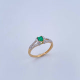 Bridge Ring 2.6gr / T6 3/4 / Emeralds 17 Pts Diamonds 15 Pts 18K Yellow Gold (Jewel) &