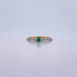 Ring Solitaire Churumbela 1.25gr / Size 6 3/4 / Emeralds 13 Pts Diamonds 11 Pts Two Yellows Whites 18K Gold (Jewel) &