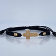 Black Woven Bracelet Christ Cross 1.1gr / 18K Gold $
