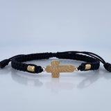 Black Woven Bracelet Christ Cross 1.1gr / 18K Gold $