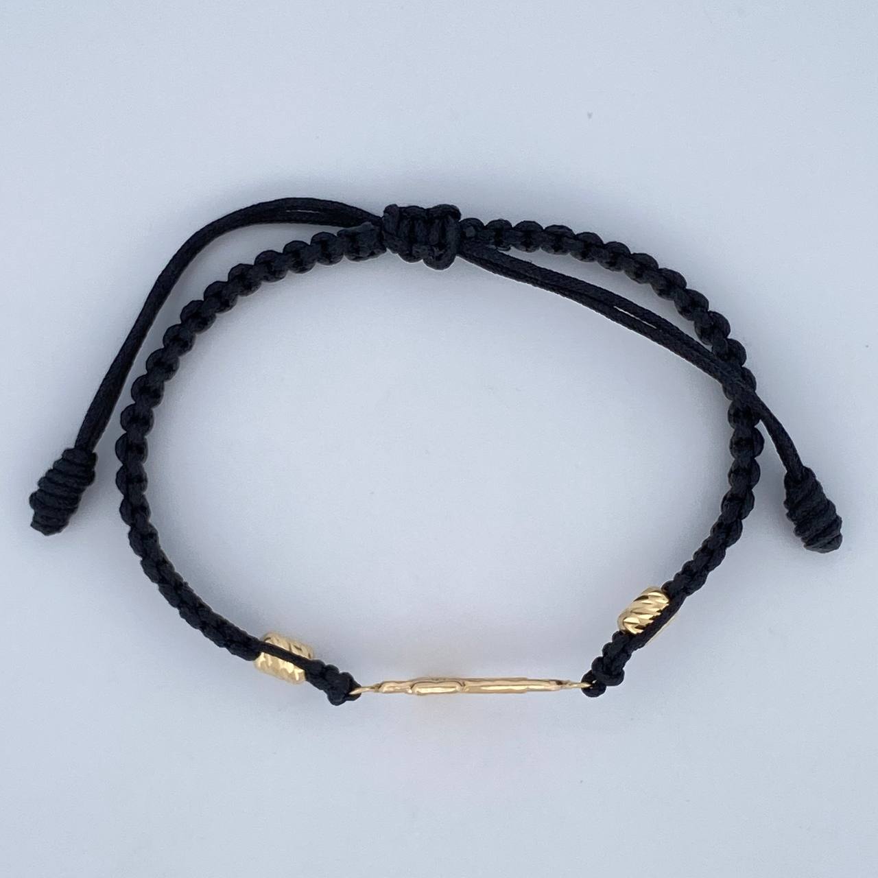 Black Woven Bracelet Christ Cross 1.1gr / 18K Gold $