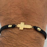 Black Woven Bracelet Christ Cross 1.1gr / 18K Gold $