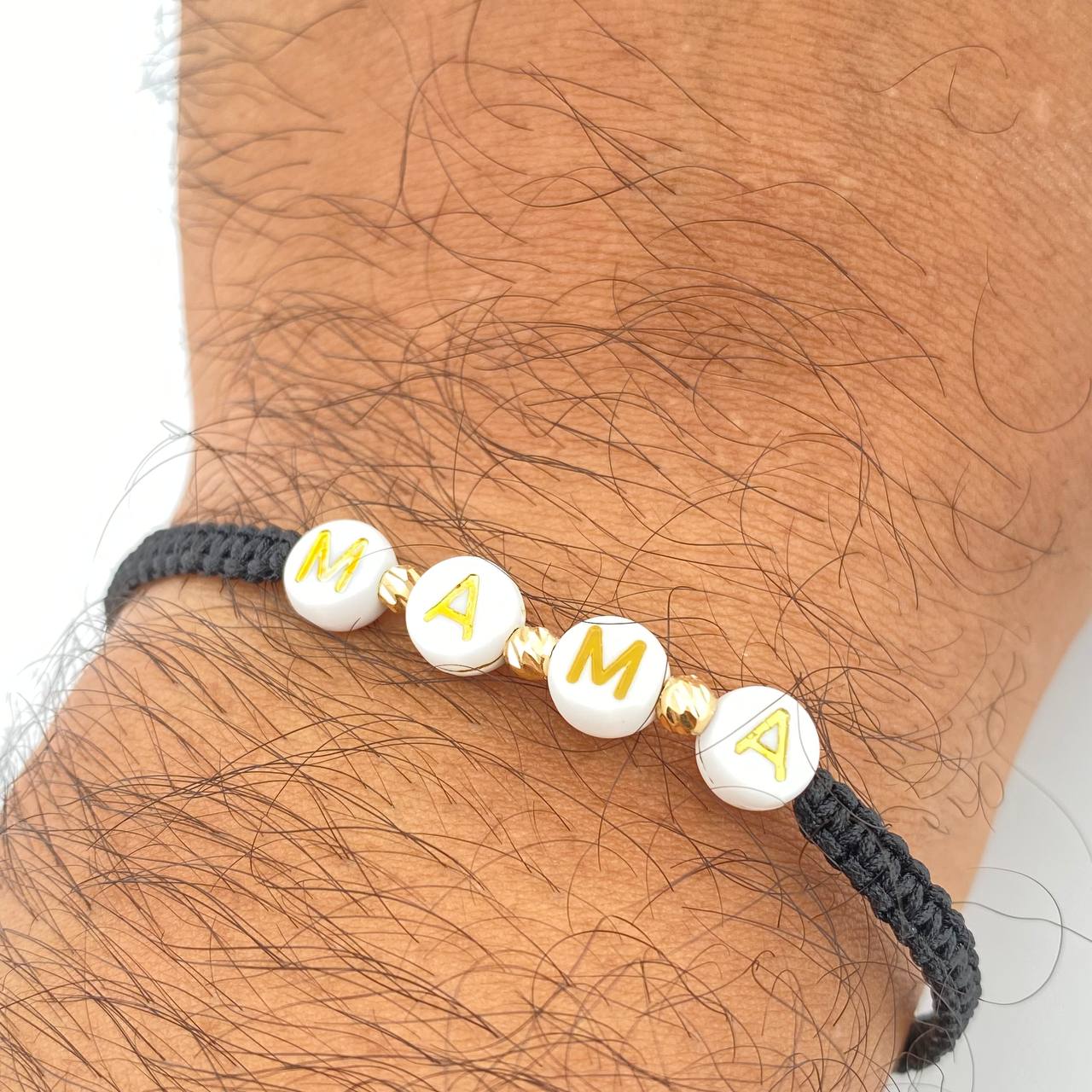 Black Woven Bracelet Mama 0.15gr / 18K Gold &