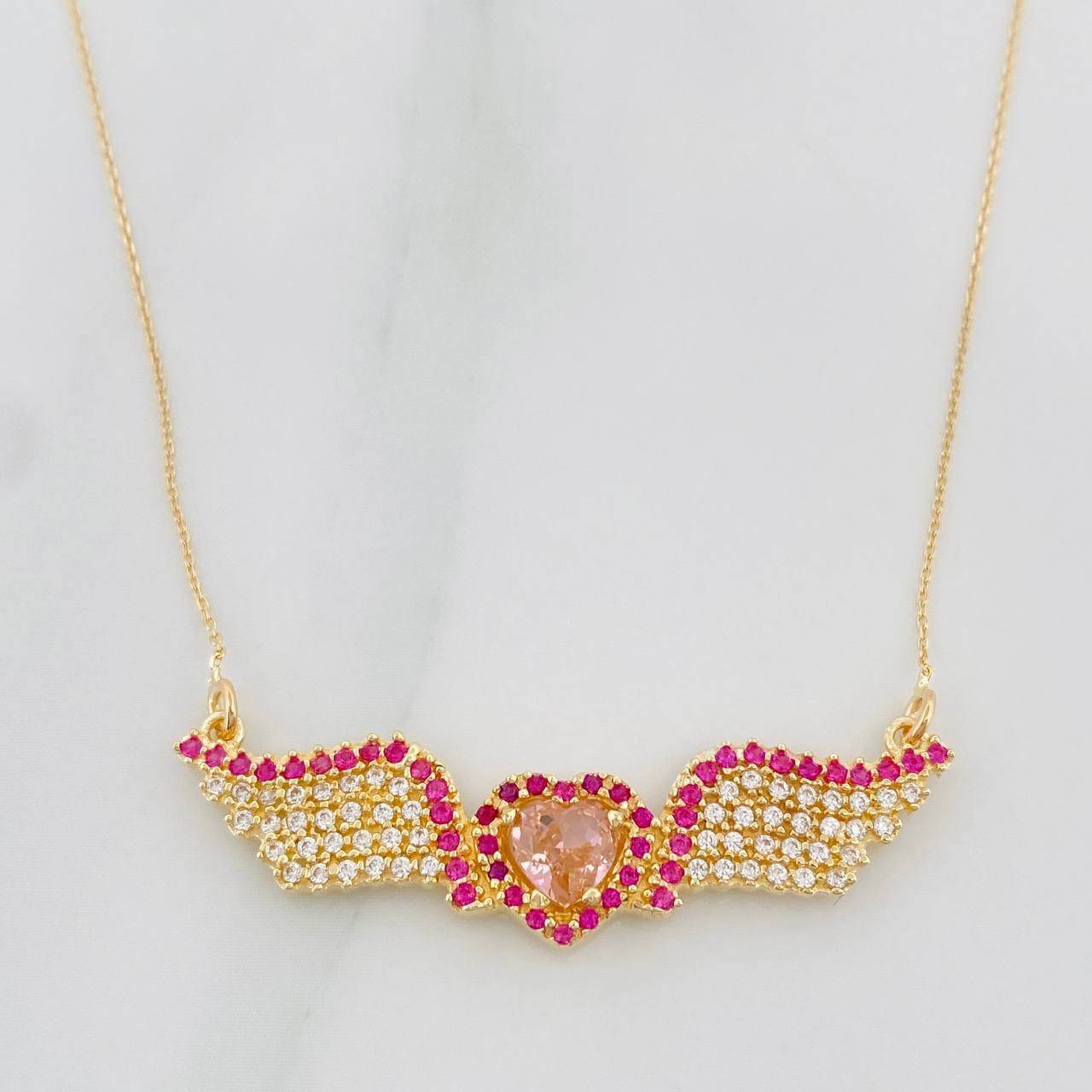 Classic Link Chain Heart Wings 4.25g / 22 in / 0.4mm 18K Yellow Gold