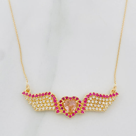 Cadena Aro Seguido Corazón Alas 4.25g / 22 in / 0.4mm Oro Amarillo 18K