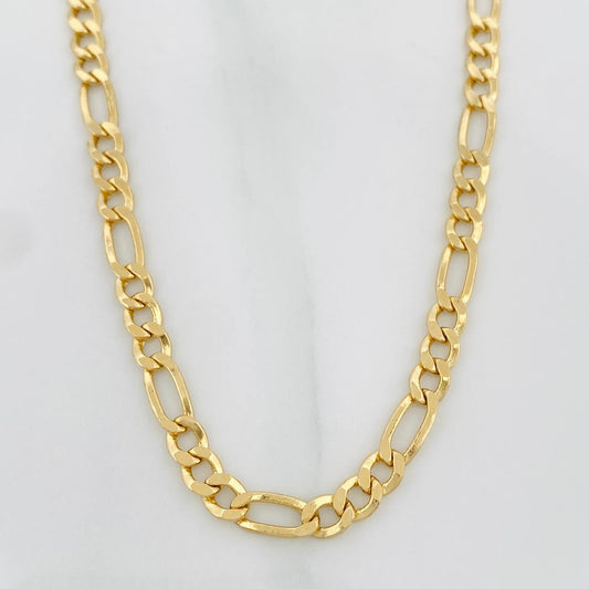 Cadena Fígaro 9g / 24 in / 4.1mm Oro Amarillo 18K