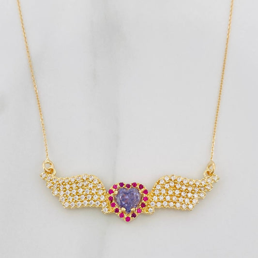 Cadena Aro Seguido Corazón Alas 4.05g / 22 in / 0.4mm Oro Amarillo 18K