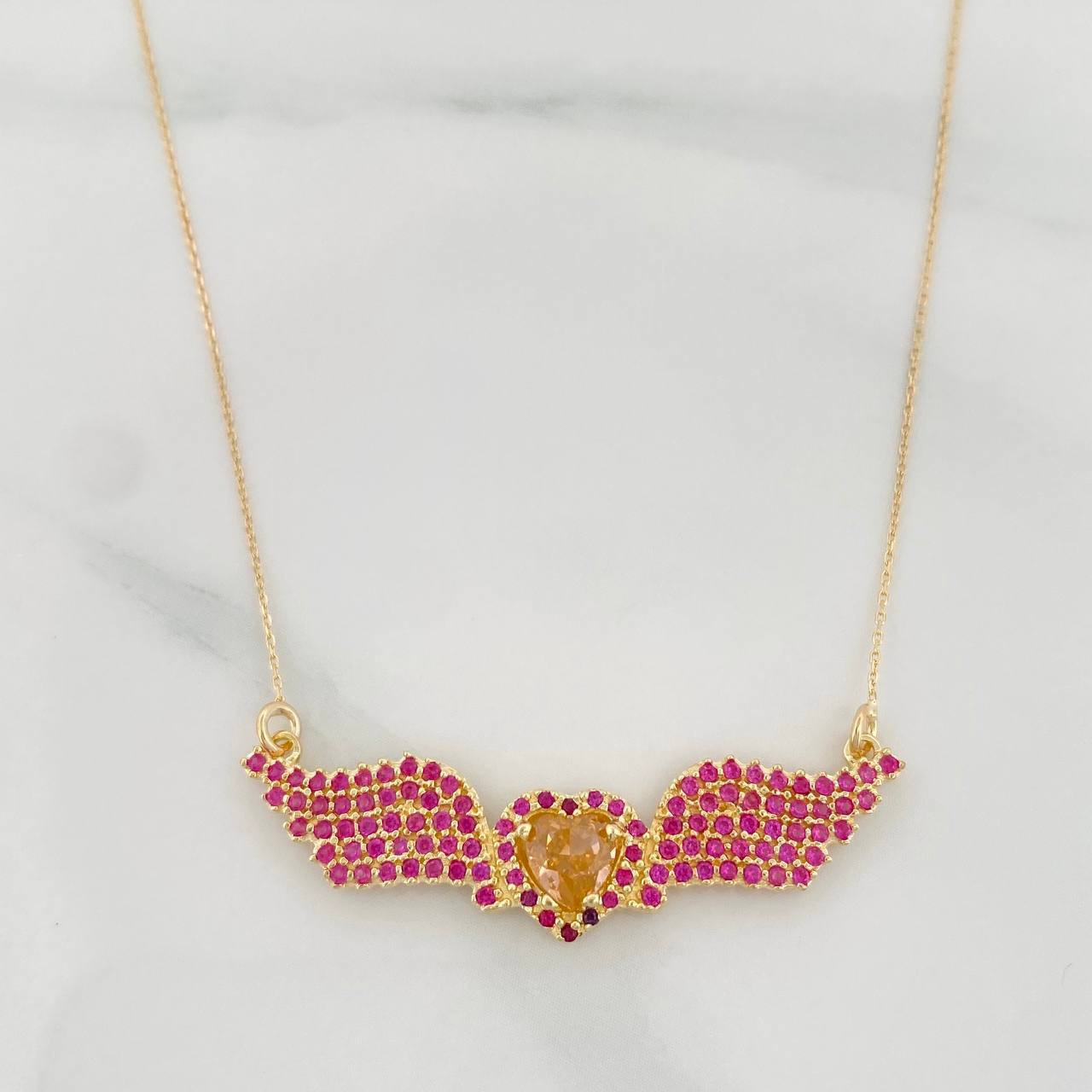 Cadena Aro Seguido Alas Corazon 4.15g / 18 in / 0.76mm Oro Amarillo 18K